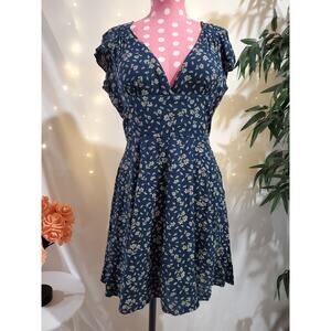 Denim & Supply Ralph Lauren Vintage Floral Mini Skater Dress Womens Size XS Blue